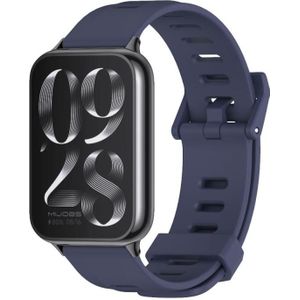 Voor Xiaomi Mi Band 8 Pro Mijobs plat gat ademende siliconen horlogeband (middernachtblauw + zwart)