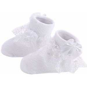 3 paren Bow Lace baby sokken pasgeboren katoen baby sok  maat: S (wit)