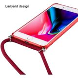 For iPhone 8 Plus / 7 Plus Transparent TPU Protective Case with Lanyard & Card Slot(Gold)