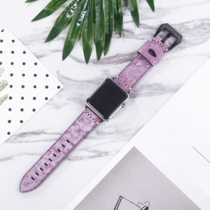 White Fog Wax Texture Top-grain Leather Strap for Apple Watch Series 5 & 4 40mm / 3 & 2 & 1 38mm(Purple)