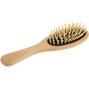 Natural Wooden Massage Hair Comb with Rubber Base & Wooden Brush  Size: Medium(Black)