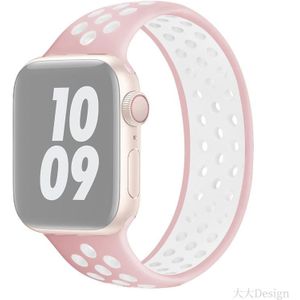 Elastic Silicone Watchband For Apple Watch Series 6 & SE & 5 & 4 40mm / 3 & 2 & 1 38mm  Length:135mm(Light Pink White)