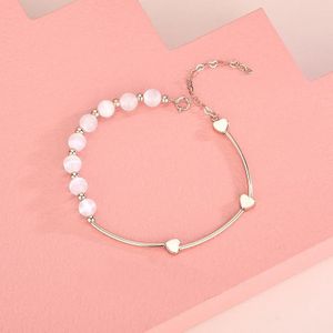 S925 Sterling Silver Natural Crystal Opal Bracelet Love Bracelet(Rose Gold)