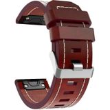 For Garmin Fenix 5X (With sewing thread) Quick-release Leather Strap(Brown)