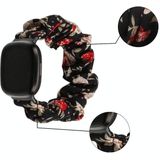 Voor Fitbit Versa 4/Sense 2 Universele Haarring Doek Horlogeband (Zwarte Bloemen)