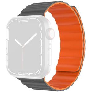 Mutal Moran Series Vloeibare Siliconen Magnetische Riem Horlogeband voor Apple Watch Series 7 41mm / 6 & SE & 5 & 4 40mm / 3 & 2 & 1 38mm (grijs + oranje)