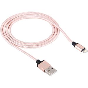 1m Woven Style Metal Head 58 Cores 8 Pin to USB 2.0 Data / Charger Cable  For iPhone XR / iPhone XS MAX / iPhone X & XS / iPhone 8 & 8 Plus / iPhone 7 & 7 Plus / iPhone 6 & 6s & 6 Plus & 6s Plus / iPad(Pink)