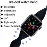 Gesp nylon gevlochten horlogeband voor Apple Watch Ultra 49 mm / serie 8 & 7 45 mm / SE 2 & 6 & SE & 5 & 4 44 mm / 3 & 2 & 1 42 mm (blauw wit)