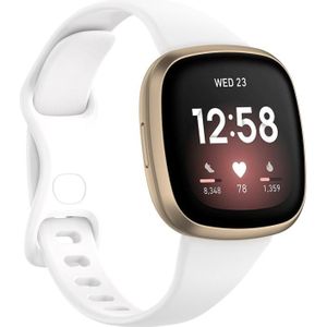 Voor Fitbit Versa 4 / Versa 3 / Sense Universal TPU Watch Band  Size: S (White)