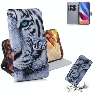 Voor Xiaomi Redmi K40 / K40 Pro / Poco F3 gekleurde tekening horizontale flip lederen case  met houder & kaart slots & portemonnee (Tiger)