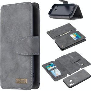 For Samsung Galaxy A40 Detachable Frosted Magnetic Horizontal Flip Leather Case with Card Slots & Holder & Zipper Wallet & Photo Frame(Grey)