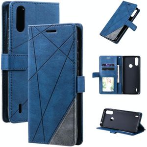 For Motorola Moto E7 Power Skin Feel Splicing Horizontal Flip Leather Case with Holder & Card Slots & Wallet & Photo Frame(Blue)