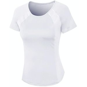 Tight Round Neck Sports korte mouw T-shirt voor dames (kleur: wit Maat: L)