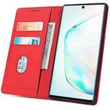 For Samsung Galaxy Note10 Strong Magnetism Liquid Feel Horizontal Flip Leather Case with Holder & Card Slots & Wallet(Red)