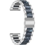 For Samsung Smart Watch 20mm Three-beads Steel + Resin Replacement Strap Watchband(Silver Blue)