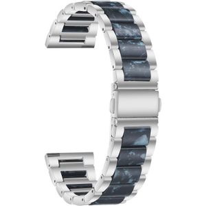 For Samsung Smart Watch 20mm Three-beads Steel + Resin Replacement Strap Watchband(Silver Blue)