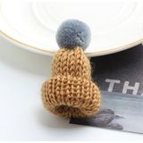 12PCS Cute Mini Knitted Hairball Hat Brooch Sweater Pins Badge(Coffee)