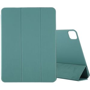 For iPad Pro 11 inch (2020) Horizontal Flip Ultra-thin Double-sided Clip Without Magnetic PU Leather Case With Three-folding Holder & Sleep / Wake-up Function(Dark Green)