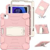 3-laags beschermingscherm Frame + PC + Siliconen Schokbestendig Combinatiecase met houder voor iPad Air 4 10.9 inch 2020 (Cherry Blossoms Pink)