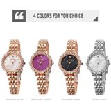 SKMEI 1799 Pearl Diamond Round Dial Stainless Steel Strap Quartz Watch for Ladies(Rose Gold and Purple Surface)
