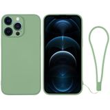 Voor iPhone 12 Pro Max siliconen telefoonhoes met polsband (matcha groen)