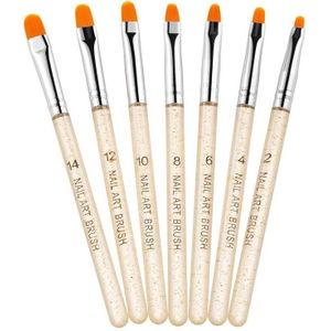 2 Sets 7 In 1 Phototherapy Pen Round Head Line Pen Transparent Rod Painted Pen Drawing Pen Nail Art Brush Tool(Gold Power)