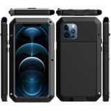 Shockproof Waterproof Silicone + Zinc Alloy Protective Case For iPhone 12 / 12 Pro(Black)