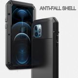 Shockproof Waterproof Silicone + Zinc Alloy Protective Case For iPhone 12 / 12 Pro(Black)