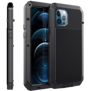 Shockproof Waterproof Silicone + Zinc Alloy Protective Case For iPhone 12 / 12 Pro(Black)