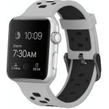 Vierkante gat tweekleurige siliconen gesp vervangende band horlogeband voor Apple Watch Series 7 & 6 & SE & 5 & 4 44mm / 3 & 2 & 1 42mm (wit + zwart)