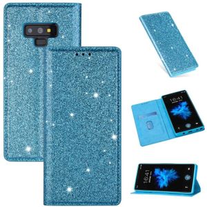 For Samsung Galaxy Note 9 Ultrathin Glitter Magnetic Horizontal Flip Leather Case with Holder & Card Slots(Sky Blue)