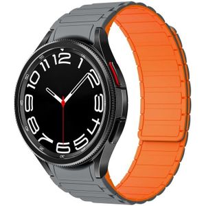Voor Samsung Galaxy Watch 6/5/4 siliconen horlogeband met magnetische lus (grijs oranje)