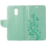 For Motorola Moto G (4rd gen) Plus Pressed Flowers Leather Case with Holder & Card Slots & Wallet(Green)