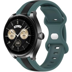 Voor Huawei Watch Buds 20 mm vlindergesp tweekleurige siliconen horlogeband (groen + zwart)