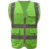 Multi-pockets veiligheids vest reflecterende workwear kleding  maat: M-borst 112cm (groen)