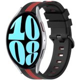 Voor Samsung Galaxy Watch 6 44 mm 20 mm verticale tweekleurige siliconen horlogeband (zwart + rood)