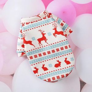 2 PCS SD07031 Christmas Dog Clothes Cartoon Pet Small Dog Cat Sweater Clothes  Size: XL(White Background Red Deer)