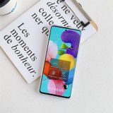 Four Corners Anti-Shattering Flow Gold Marble IMD Phone Back Cover Case For Samsung Galaxy A51(4G)(Orange Blue DL4)