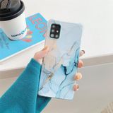 Four Corners Anti-Shattering Flow Gold Marble IMD Phone Back Cover Case For Samsung Galaxy A51(4G)(Orange Blue DL4)