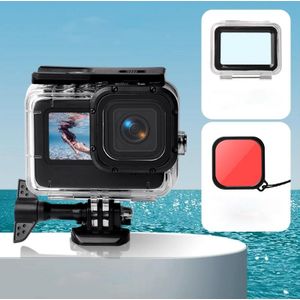 Waterproof Case + Touch Back Cover + Color Lens Filter for GoPro HERO9 Black (Red)