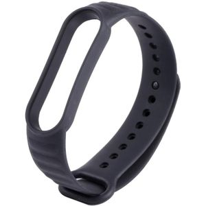 For Xiaomi Mi Band 6 / 5 Universal Silicone Leather Texture Replacement Strap Watchband(Black)