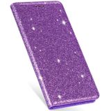 For iPhone X / XS Ultrathin Glitter Magnetic Horizontal Flip Leather Case with Holder & Card Slots(Purple)