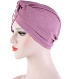 2 PCS Women Forehead Fold Pearl Decorative Hooded Cap Turban Hat  Size:One Size(Black)