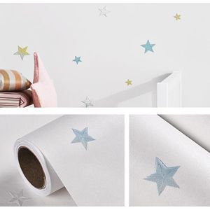 0.53 x 3m 3D Stars Moon Self-Adhesive Wallpaper Mediterranean Children Wall Sticker(1502 Beige)