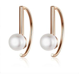 S925 Sterling Silver Shell Beads Simple Earrings Color:Rose Gold