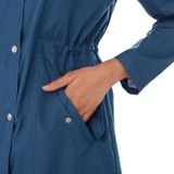 Casual  Women Waterproof Waist Hooded Long Coat(Water Blue)