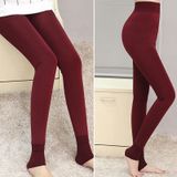 2 PCS Autumn and Winter Models Plus Velvet Thick Stepping Base Women Slim Slimming Warm Pants  Size:M(Red)