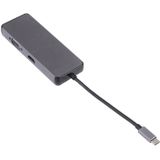 8 in 1 Type-C to HDMI + USB 3.0 + USB 3.0 + Type-C + LAN + VGA + TF/SD Card Reader Adapter (Grey)
