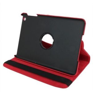 360 graden draaiend lederen hoesje met houder voor iPad mini 1 / 2 / 3 (rood)