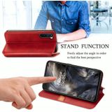 For One Plus Nord Cubic Grid Pressed Horizontal Flip Magnetic PU Leather Case with Holder & Card Slots & Wallet(Red)